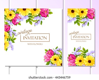 Invitation with floral background