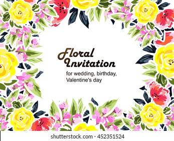 Invitation with floral background