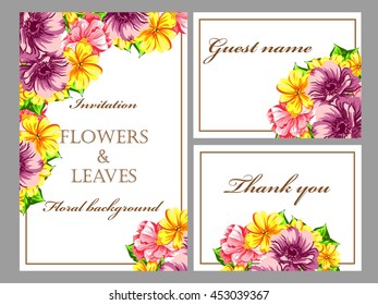 Invitation with floral background
