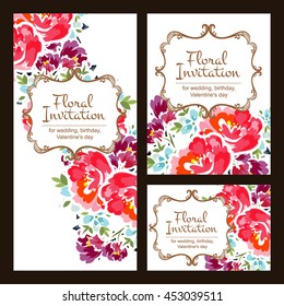 Invitation with floral background