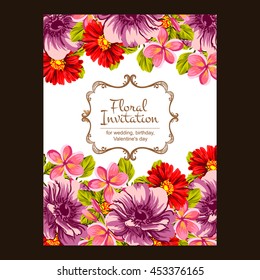 Invitation with floral background