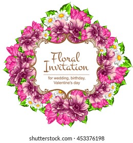 Invitation with floral background