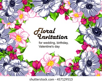 Invitation with floral background