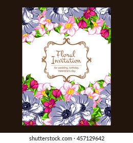 Invitation with floral background