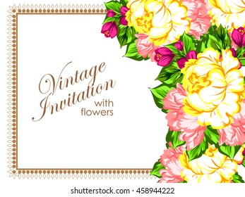 Invitation with floral background