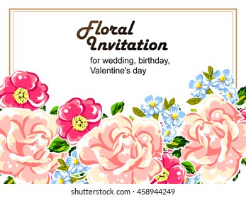 Invitation with floral background