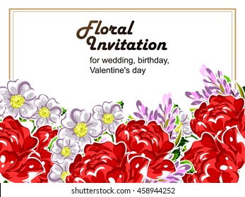 Invitation with floral background