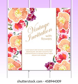 Invitation with floral background