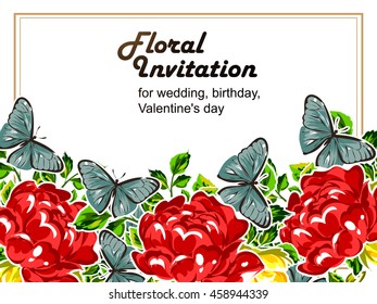 Invitation with floral background