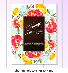 Invitation with floral background