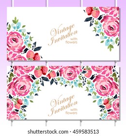 Invitation with floral background