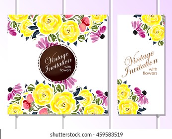 Invitation with floral background