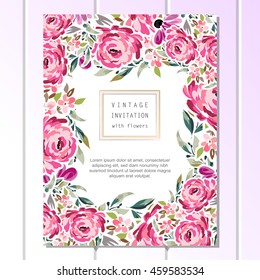 Invitation with floral background