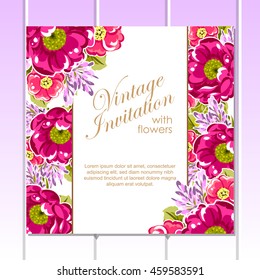 Invitation with floral background