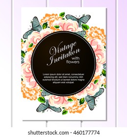 Invitation with floral background