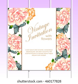 Invitation with floral background