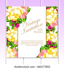Invitation with floral background