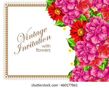 Invitation with floral background