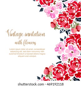 Invitation with floral background