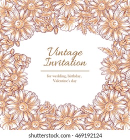 Invitation with floral background