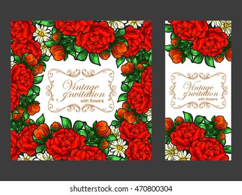 Invitation with floral background