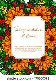 Invitation with floral background