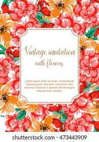 Invitation with floral background
