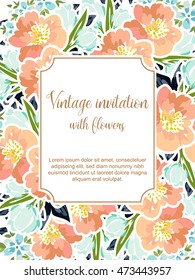 Invitation with floral background