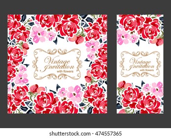 Invitation with floral background