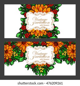 Invitation with floral background