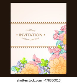 Invitation with floral background