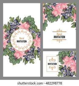 Invitation with floral background