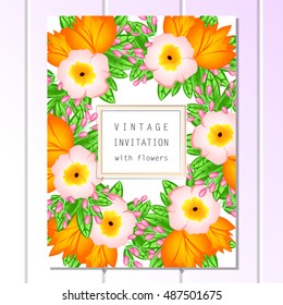 Invitation with floral background
