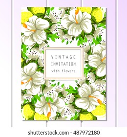 Invitation with floral background