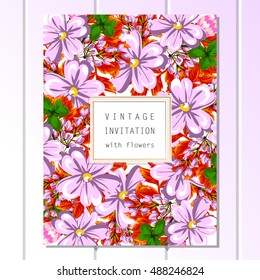 Invitation with floral background