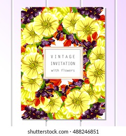 Invitation with floral background