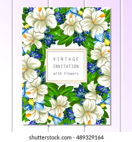 Invitation with floral background