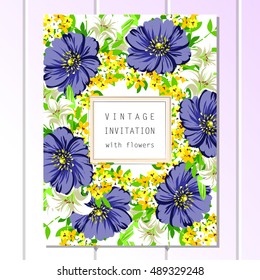 Invitation with floral background