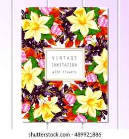 Invitation with floral background