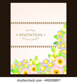 Invitation with floral background