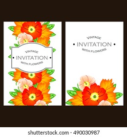 Invitation with floral background