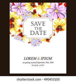 Invitation with floral background