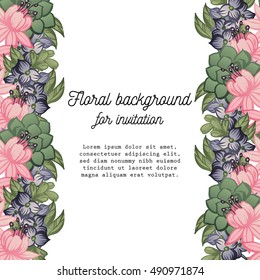 Invitation with floral background
