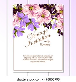 Invitation with floral background