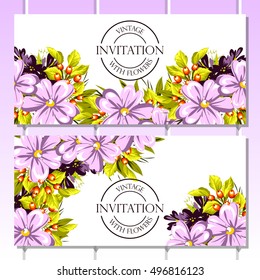 Invitation with floral background