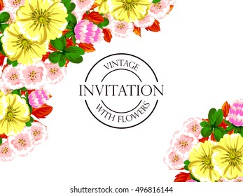 Invitation with floral background