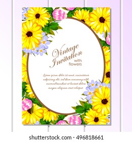 Invitation with floral background