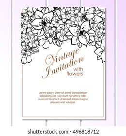 Invitation with floral background
