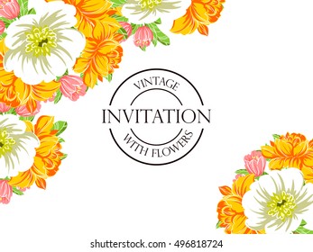Invitation with floral background