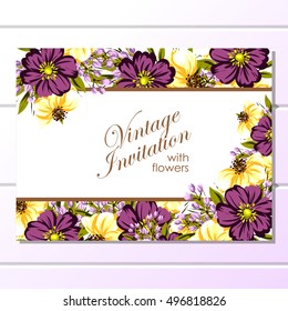 Invitation with floral background
